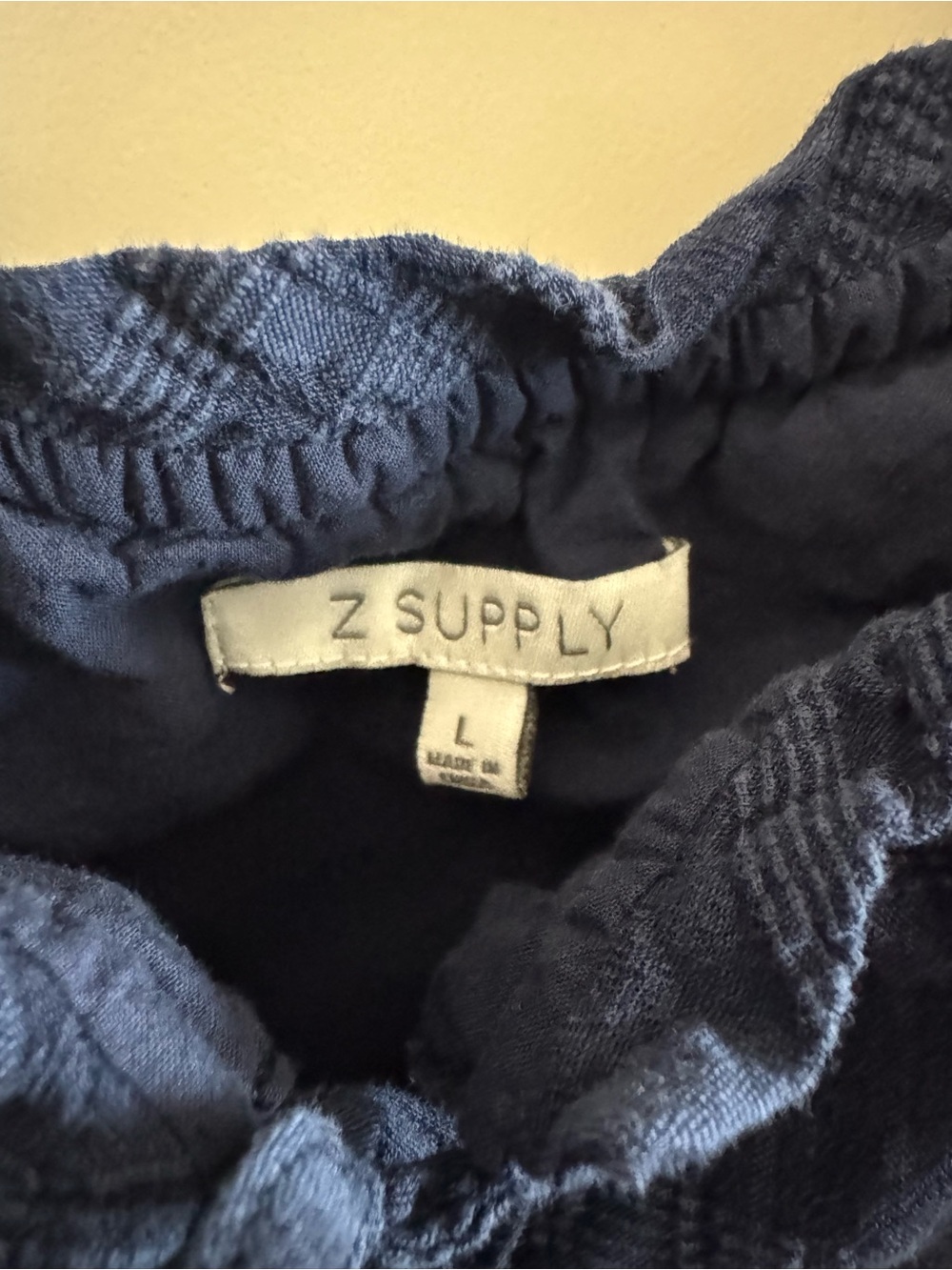 Navy Ruffle Peasant Blouse - Picture 3 of 3